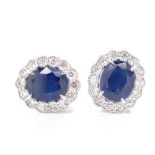 Sapphire and diamond set 18ct white gold stud