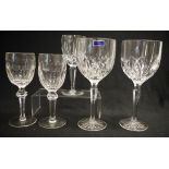Five Waterford stem glasses