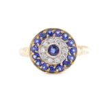 Created sapphire and diamond set 9ct yellow gold