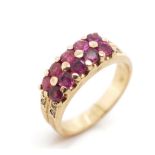 Pink sapphire, diamond and 9ct yellow gold