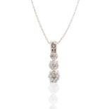 Diamond and 10ct white gold pendant and chain