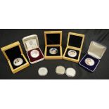 Eight various One Ounce proof silver coins