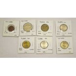 Seven South Korean UNC coins