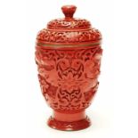 Chinese cinnabar lidded Urn