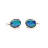 Vintage opal triplet and 9ct yellow gold ear clips