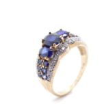 Sapphire and diamond set 10ct yellow gold ring