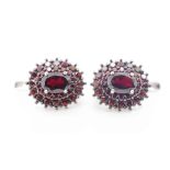 Garnet and silver cluster earrings