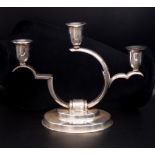 Art Deco silver three light candelabra
