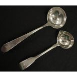 Two George III Irish sterling silver sauce ladles