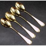 Four gilt silver & enamel teaspoons