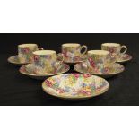 Set of five Royal Winton coffee cups & saucers