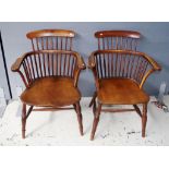 Pair antique oak Windsor chairs
