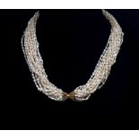 Vintage rice pearl multi strand necklace