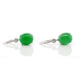 Jade and diamond set 18ct white gold hanging