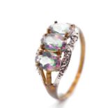 Mystic topaz and 9ct yellow gold ring