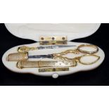 Antique ivory & yellow gold sewing set