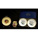 Four Aynsley fruit decorated pin dishes