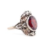 Australian arts & crafts garnet and silver ring