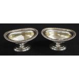 Pair of oval sterling silver Georgian style salts