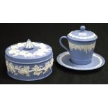 Two Wedgwood blue jasper pieces