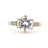 Cubic zirconia and 9ct yellow gold ring