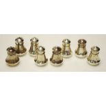 Eight small stg silver salt and pepper shakers