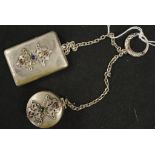 Decorative early silver plate chatelaine