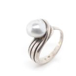 Vintage Mikimoto pearl and silver ring