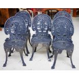 Five cast aluminium garden chairs