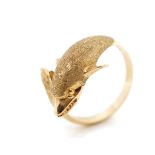 9ct Yellow gold 'dolphin" ring