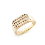 Three tier diamond and 9ct yellow gold ring