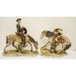 Two Capodimonte figures of men on horseback