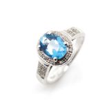 Topaz and diamond set 10ct white gold ring