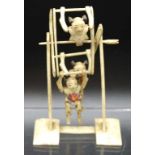 Chinese carved bone acrobatic figural group figure