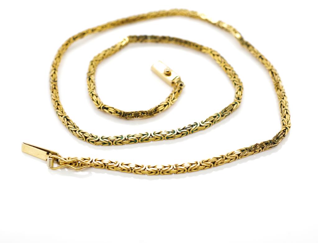 9ct yellow gold "Byzantine" link chain necklace - Image 2 of 2