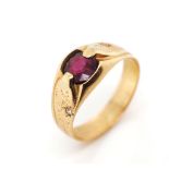 European garnet yellow gold ring