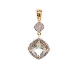 "Green amethyst", diamond and yellow gold pendant