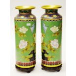 Pair Chinese cloisonne vases & stands