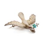 Victorian silver dove mourning brooch