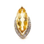 Citrine and diamond set yellow gold pendant