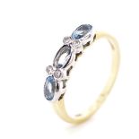Aquamarine, diamond and 18ct yellow gold ring
