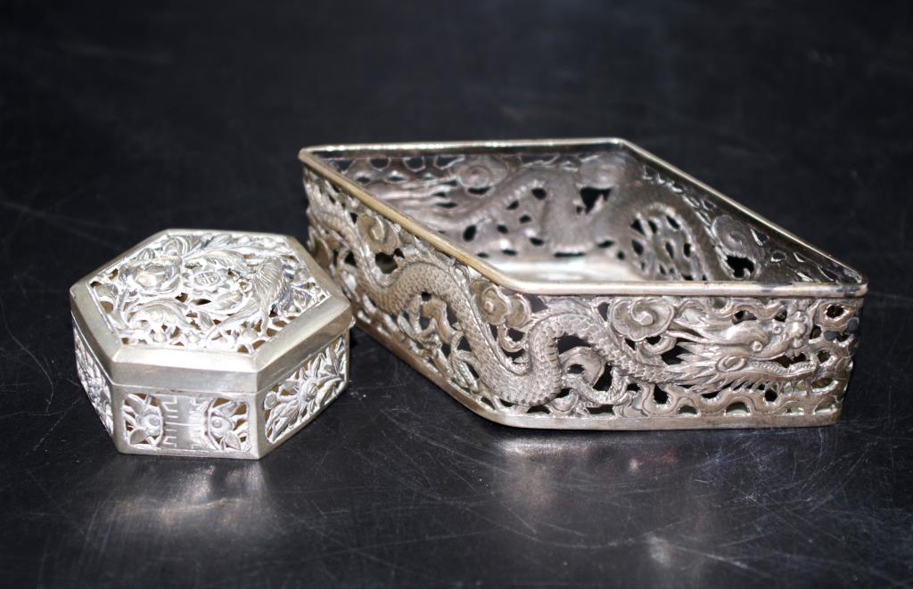 Chinese pierced silver base