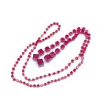 Art Deco red glass bead opera length necklace