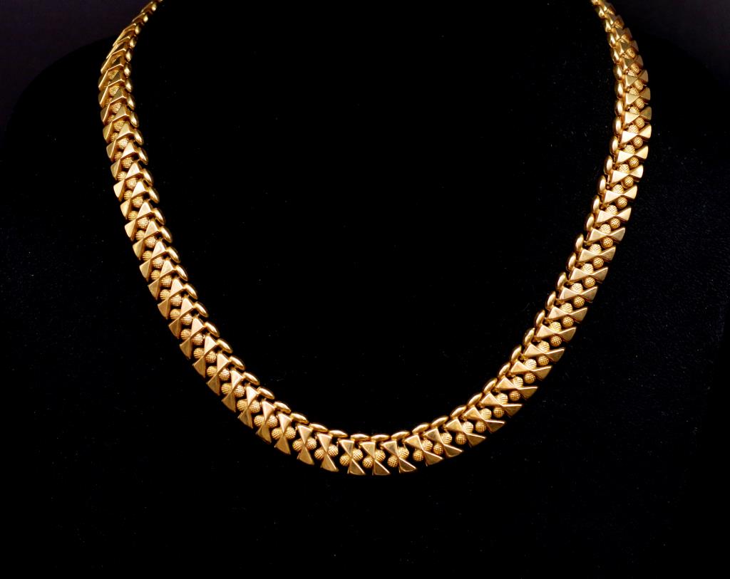 Mid century 18ct rose gold collar necklace