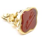 Victorian carnelian and yellow gold fob seal