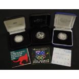 Three various Australian $1 proof silver coins