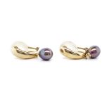 Freshwater black pearl and 9ct yellow gold ear