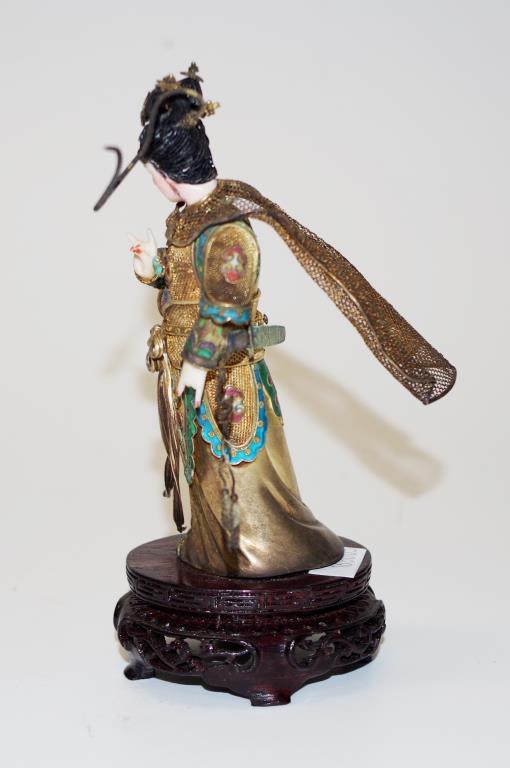 Japanese silver gilt, ivory, and enamel figurine - Image 2 of 5