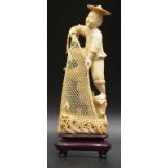Chinese carved ivory Fisherman figure