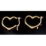 9ct yellow gold open heart hoop earrings